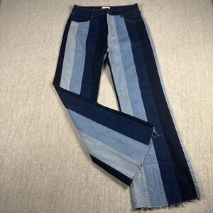 Altar"d State Jeans Women Size 30 Flare Highrise Denim Striped Retro Boho